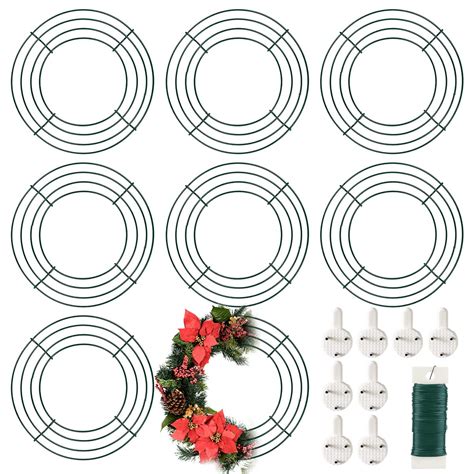 Amazon.com: 8 Pack Wire Wreath Frame 8 Inch Metal Wreath Form Wreath ...