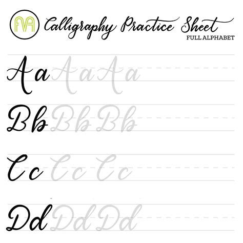 Beginner Printable Calligraphy Practice Sheets - Educational Printable ...
