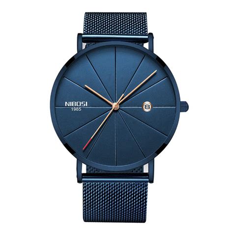 NIBOSI Analogue Men's Stainless Steel Watch (Black Dial Blue Colored ...