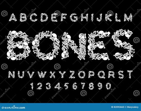 Bones Font. Letters Anatomy. Skeleton ABC. Skull and Spine Stock Vector - Illustration of ...
