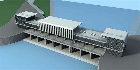 现代水闸3dmax 模型下载-光辉城市