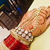 Sanjog Embellished Golden Kundan Moti Ring Bracelet/Bangle For Girls ...