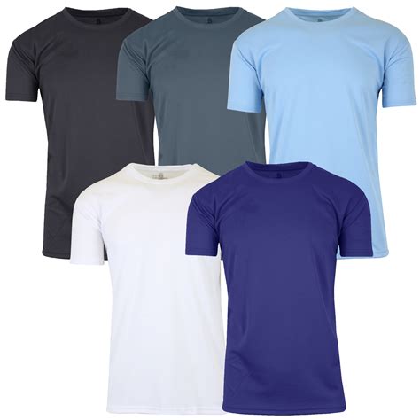 Men's Short Sleeve Moisture Wicking Active Performance Crew Neck Tee (5 ...