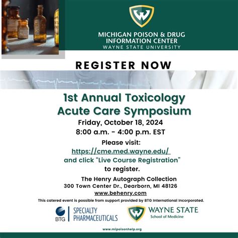 Registration for the 1st Annual Toxicology Acute Care Symposium with ...