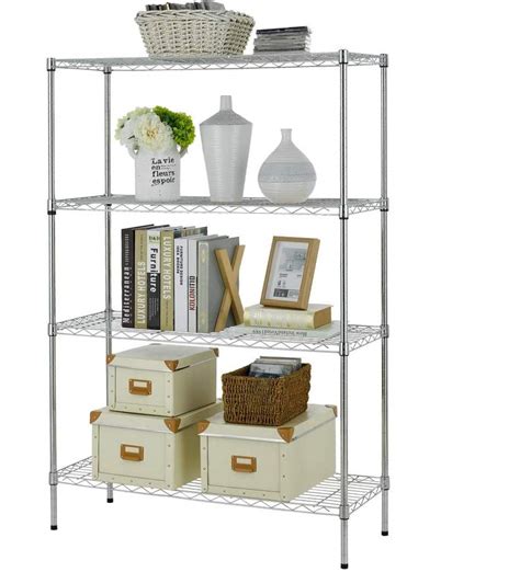 4 Tier Wire Shelving Unit, Metal Steel Shelves Adjustable Storage ...