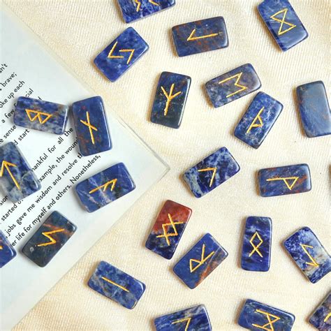 ZAICUS Sodalite Rune Stones Set - Polished Stone Elder India | Ubuy