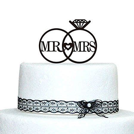 Mr and Mrs Cake Toppers Personalized Wedding Rings Decor Cake Topper ...