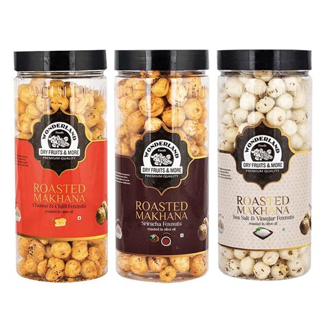 Wonderland Foods 300g (100g X 3) Roasted & Flavoured Makhana (Foxnut ...