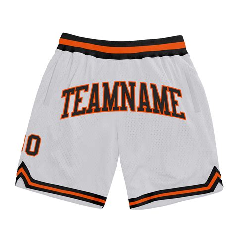 Custom White Basketball Shorts Black-Orange Authentic Throwback - FansIdea