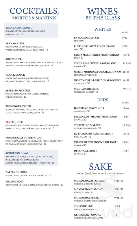 Ten Prime Steak & Sushi menu in Providence, Rhode Island, USA