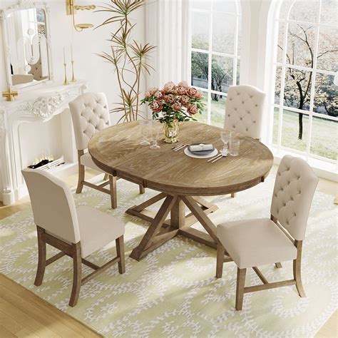 Image result for Expandable Round Dining Table Set