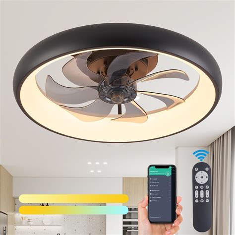 Modern Flush Mount Ceiling Fans with Lights Low Profile Ceiling Fan ...