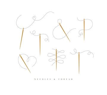 Needles and threads collection white | Premium Vector