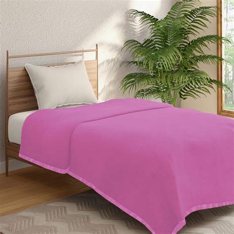 Buy PORTICO Serenity Pink Solid Cotton Single Blanket from Portico at ...