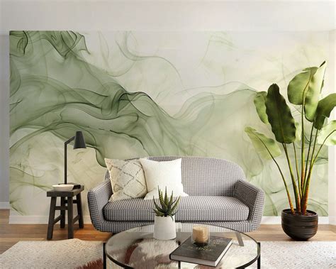 Buy Green Watercolor Ink Wallpaper - Elegant Design