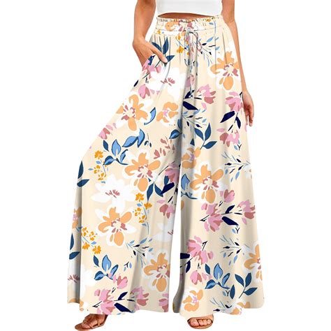 YDKZYMD Petite Cargo Pants for Women Wide Leg Elastic Boho Palazzo ...