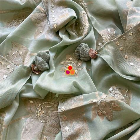 Pista Green Royale Gota Zari Elegance Organza Dupatta – anokherang