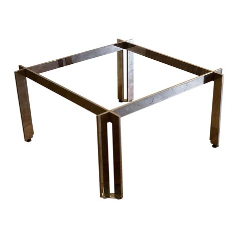 Modernist Midcentury Solid Steel Chrome Finish Square Coffee Table Base ...