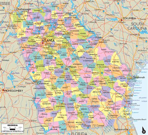 Printable Georgia County Map | Bernard