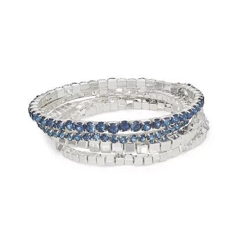 Nine West 4-Piece Silver Tone Stone Stretch Bracelet Set