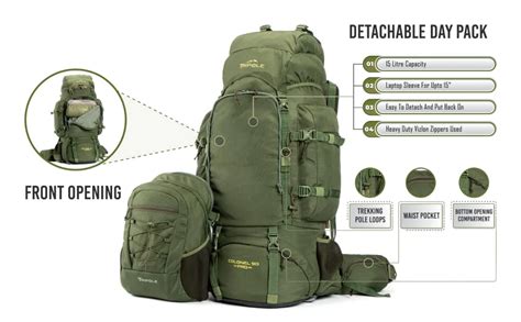 Tripole Colonel Pro Metal Frame Rucksack with Detachable Day Pack and