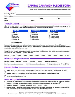 Fillable Online capital campaign pledge form Fax Email Print - pdfFiller
