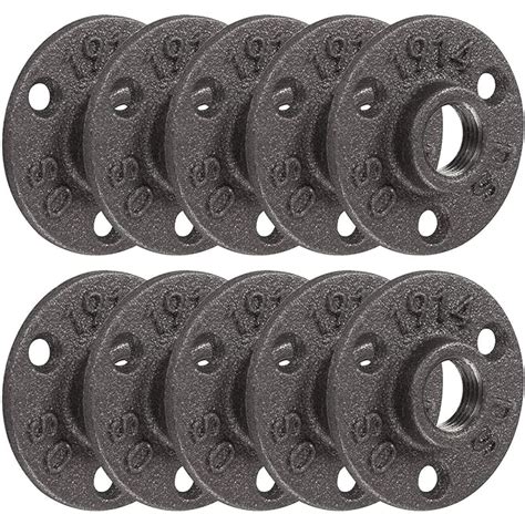 10 Pack 1/2 Cast Iron Floor Flange, CBTONE Black Flange Pipe Fittings ...