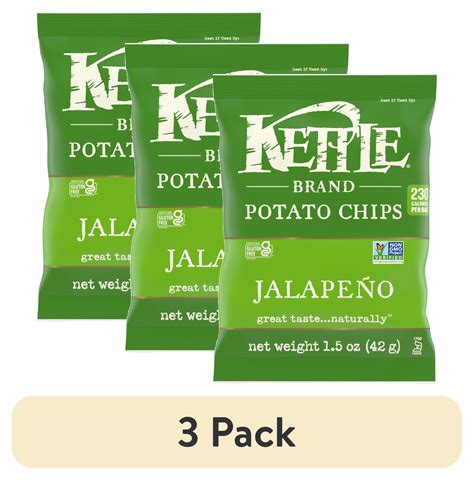 (3 pack) Kettle Brand Potato Chips, Jalapeno Kettle Chips, Snack Bag, 1 ...