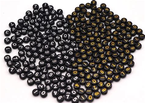 500 Pcs Round Acrylic Number Beads 0-9 Mixed Number Beads Flat Round ...
