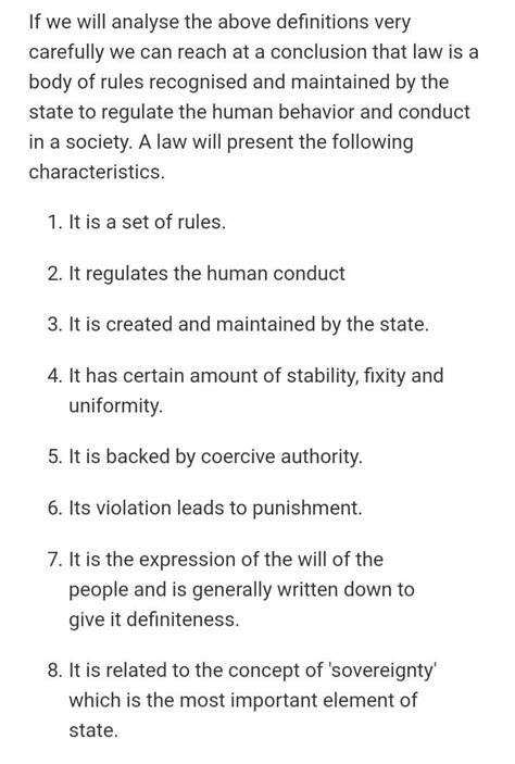 Define law. What are it's characteristics ? - Brainly.in