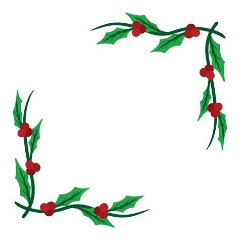 Holly Berry Christmas Corner Border Element Decoration Vector ...