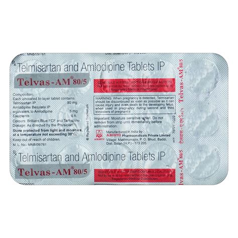 Telvas-AM 80/5 - Strip of 15 Tablets : Amazon.in: Health & Personal Care