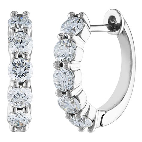 2.00 Carat Petite Diamond Gold Huggie Hoop Earrings For Sale at 1stDibs ...