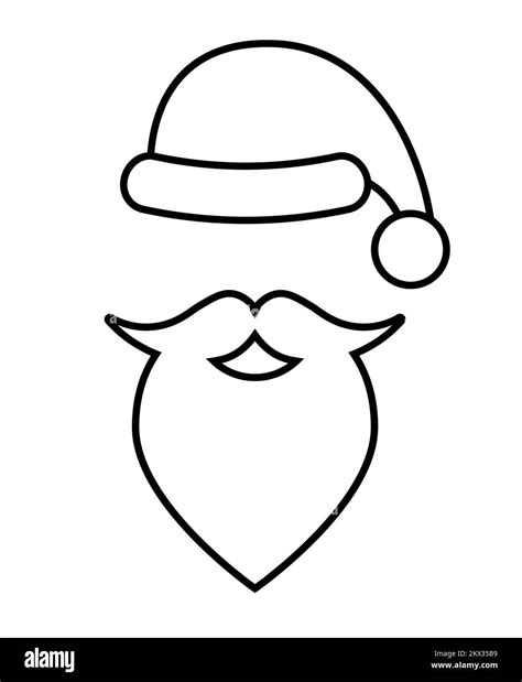 Vector flat outline Santa Claus hat and beard isolated on white ...