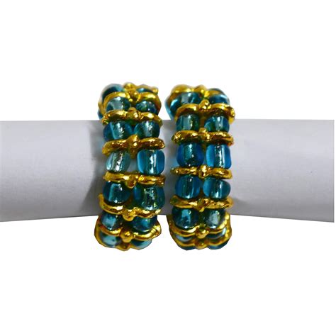 Buy VRINDAVANBAZAAR.COM Double line Beads with Golden Wire kangan for ...