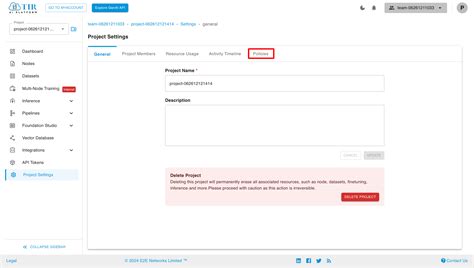 Project Settings | E2E Cloud