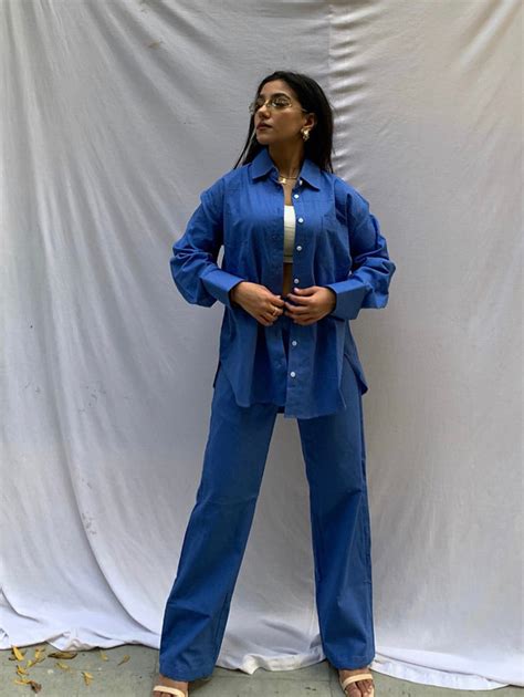 Mid Night Blue Linen Shirt Co-ord – Obleka.in