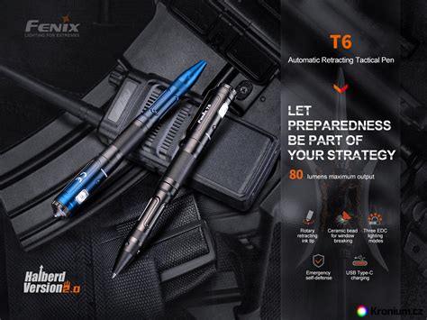 Taktické pero Fenix T6 s LED svítilnou - LED svítilny a čelovky Kronium.cz
