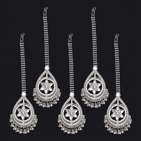 Silver Color Oxidised Maang Tikka Combo Of 5 Pieces (GSMTK133CMB ...