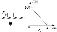 如图甲所示.质量为4kg的物体在水平推力作用下开始运动.推力大小F随位移大小x变化的情况如图乙所示.物体与地面间的动摩擦因数为μ=0.5.g取 ...