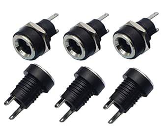 5 Pcs 5.5mmx2.1mm DC Power Jack Female Panel Mount Connector : Amazon ...
