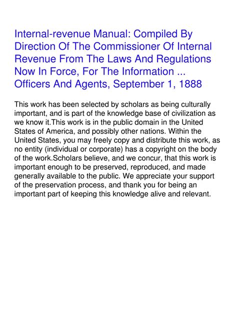PPT - [PDF] DOWNLOAD Internal-revenue Manual: Compiled By Direction Of ...