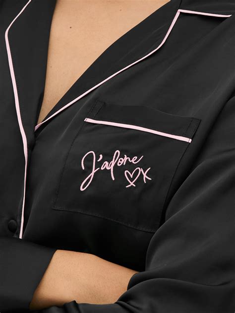 Womens Black Satin Piped Boyfriend Pyjama Set | Primark