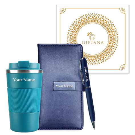 Giftana Personalized Diary with Pen, Coffee Tumbler with Name, 3 in 1 ...