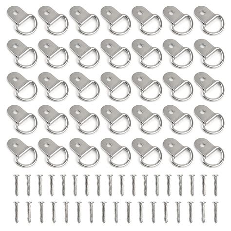 Hamineler 35 Pack Stainless Steel D-Ring Tie Down, Small Anchor Lashing ...
