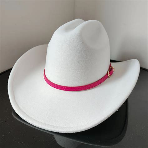 Classic White Western Cowboy Hats for Men and Women Jazz Cocked Cowboy ...