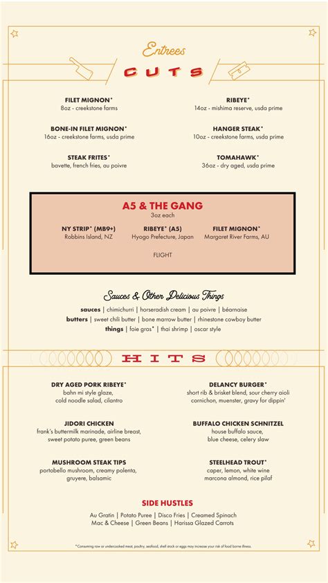 Diner Ross Menus - Spiegelworld