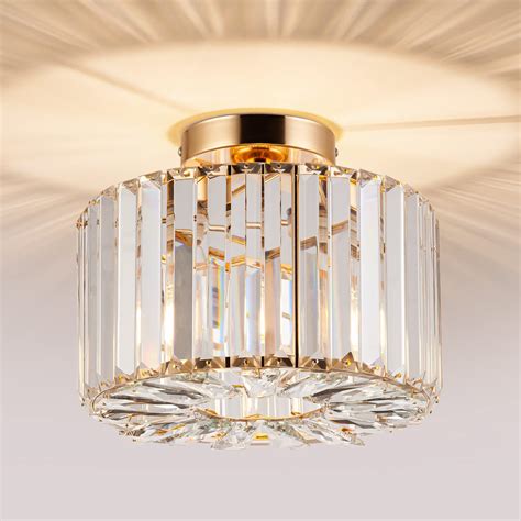 Light Fixtures Small Flush Modern Mini Round Crystal Flush Mount