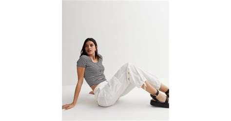 White Parachute Cargo Trousers | New Look
