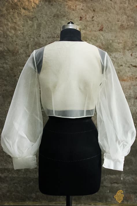 Off-White Organza Sleeves Blouse - Tilfi